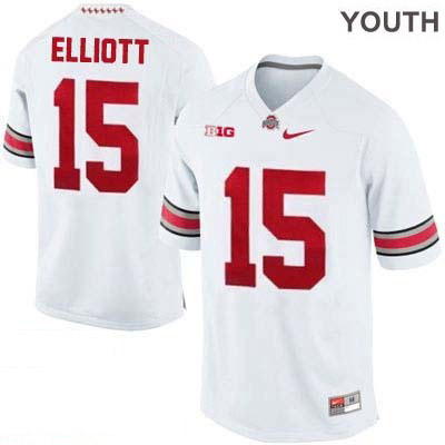 Youth NCAA Ohio State Buckeyes Ezekiel Elliott #15 College Stitched Authentic Nike White Football Jersey RA20N72VU
